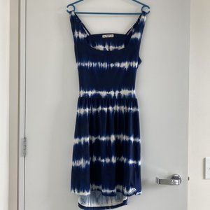 Blue and white stripe tie dye look fun lightweight cutout design summer dress